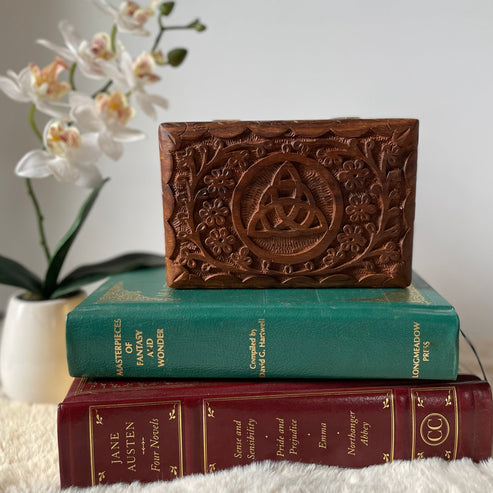 Triquetra Carved Wooden Box – Within Her Light